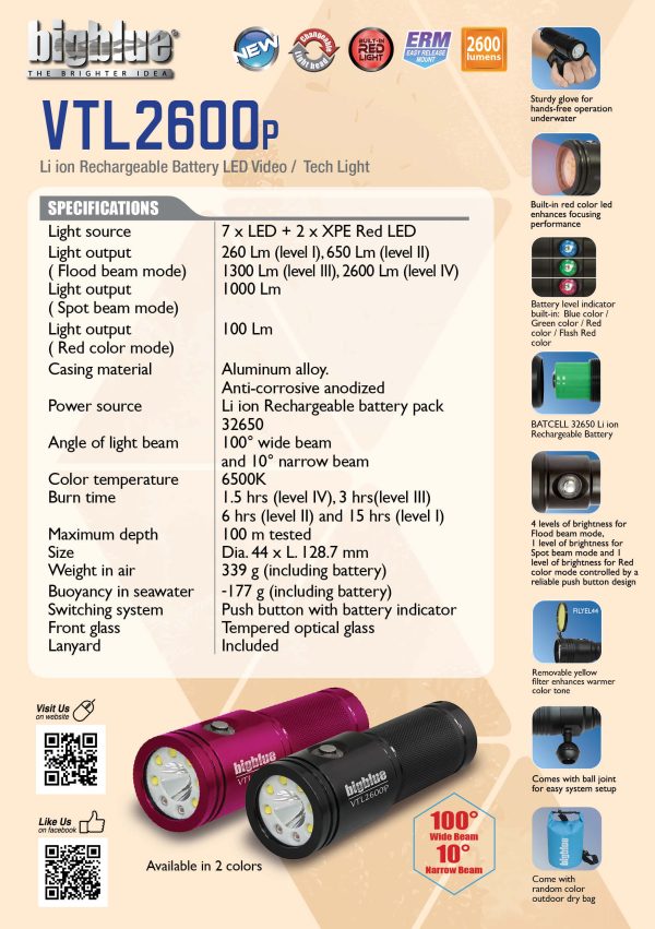 Bigblue 2900-Lumen Dual-Beam Compact Light – Built-in Blue & Red Light - Image 7