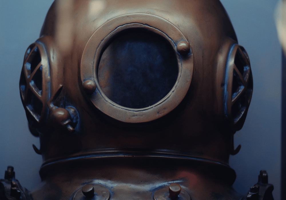 classic vintage metal dive helmet professional diving gear